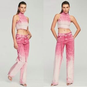 Retrofete Mora Pant in Pink Sorbet Ombre High Waisted Straight Leg 25